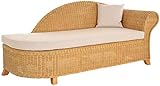 Krines Home Rattan Recamiere Elegance Rattanliege Chaiselounge Lounge Liege mit Polster (Honig, Rechts)