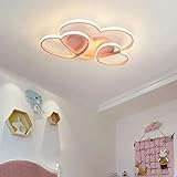 Kinderlampe Deckenleuchte Dimmbar LED Kinderzimmer-lampe Rosa Deckenlampe Mädchenzimmer Cartoon Deko mit Fernbedienung Modern Schlafzimmer Lampe Herz-Design Wohnzimmer Wandleuchte Pendelleuchte 50cm