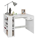 SoBuy® FWT35-W Schreibtisch mit 1 Schublade und 3 Ablagen Tisch Arbeitstisch Computertisch Bürotisch, weiß BHT ca: 101x76x60cm