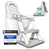 Bambijoy Toilettensitz Kinder mit Treppe Höhenverstellbar 38-42cm, Triangle Stand [2in1 mit Tritthocker] vergrößerte Stufen, Grau, Töpfchen Trainer, Toilettenaufsatz, Toilettentrainer für Kinder