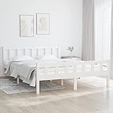 Tidyard Bettgestell Massivholzbett Holzbett Bettrahmen Schlafzimmerbett Schlafzimmermöbel Bett Weiß 120x200 cm