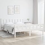 BULANED Massivholzbett, Familienbett, Betten, Bettgestell, Bed Frame, Bettboden, Bettrahmen, Bettstell, Weiß 120x200 cm