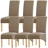 KELUINA 6 Stück Größe XL Stuhlhussen mit hoher Rückenlehne, solider Stoff, Stretch für EsszimmerHotel, Khaki