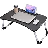 arvioo Laptop Betttisch Tragbar Betttablett Schoßtisch, Groß Tischplatte 60 x 40 cm, Laptop Tisch für Bett mit Tablet-Schlitz und Cup Slot zum Essen Frühstück Surfen Arbeiten (Schwarz)