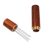 Espressos Coffee Stirrer Professionals Espressos Distribution Tool Coffee Powder Hand Tampers Distributor Edelstahlnadel Naturholzgriff und Ständer Salatschleuder Klein 3 Liter (D, One Size)