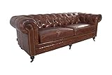 Vintage-Line Chesterfield-Sofa 3-Sitzer Echtleder Sofa Couch