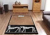 Steffensmeier Moderner Designer Teppich Kalahari - Leoparden Motiv schwarz braun - Afrika Exklusiv - Größe: 160x230 cm