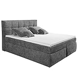 Lomadox Boxspringbett Hotelbett Doppelbett in dunkelgrau (Steel Grey), 180 x 200 cm, H3-H4, Kaltschaumtopper