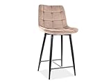 SIGNAL MEBLE Sessel, Halbhoch, Velours, gesteppt, Beige – Höhe 92 cm