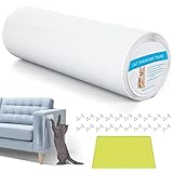 NICEWIN Katze Kratzschutz 20cm x 5m,Selbstklebend Kratzschutzfolie Trainingsklebeband mit 10 spurlose nägel und Spachtel, Kratzfolie Anti Kratz Tape für Oberflächenschutz Möbel Couch Sofa Tür Schutz