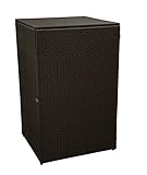 gartenmoebel-einkauf Mülltonnenbox für Grosse Tonne bis 240 Liter, 77x77x123cm, Stahl + Polyrattan Geflecht braun