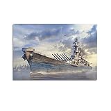 NOHF Schlachtschiff-Poster USS Missouri, Wandkunstdruck, Retro, ästhetische Raumdekoration, Malerei, Leinwand, Poster für Zuhause und Büro, 60 x 90 cm, ohne Rahmen