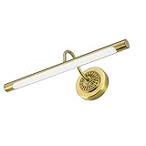 8W LED Spiegelleuchte Modern Vintage Metall Spiegellampe Wandleuchte Make Up Spiegel Licht Bilderlampen Wasserdicht Badezimmer Nachttischlampe Antibeschlag Wandlampe, Warmes Licht/Golden, 45cm