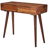 FineBuy Konsolentisch FB51402 90 x 76 x 36 cm Sheesham Massivholz mit Schubladen | Design Holz Anrichte Konsole massiv | Kleiner Landhaus Schreibtisch Flurtisch | Schminktisch Ablagetisch Natur