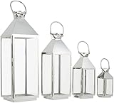 Kare Design Laterne Giardino silber (4/Set), Bodenlaterne Silber, Windlicht silber, Laterne glas, (H/B/T) 71x24x23,4cm