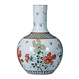 Vase Keramikvase 21,2 Zoll große Porzellanvasen Chinesisch Retro Handgemalte Steingut Dekor Blume Vase Wohnzimmer Schlafzimmer Blumenarrangement Ornament Blumenvase