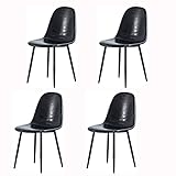 Küche Esszimmermöbel Stühle Moderne Esszimmerstühle 4er-Set Küchenstühle mit Metallbeinen Ergonomisch gestaltete Loungesessel aus PU-Leder (Size : Black)