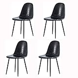 Küche Esszimmermöbel Stühle Moderne Esszimmerstühle 4er-Set Küchenstühle mit Metallbeinen Ergonomisch gestaltete Loungesessel aus PU-Leder (Size : Black)