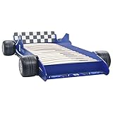 vidaXL Kinderbett mit Lattenrost Bett Autobett Jugendbett Babybett Spielbett Einzelbett Schlafzimmer Kinderzimmer Kindermöbel Rennwagen Design 90x200cm Blau