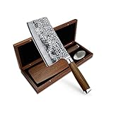 adelmayer® Damastmesser - Nakiri Messer scharf (Klinge: 18,3 cm) - Hackmesser aus japanischem Damast-Stahl & Walnussholz - mit edler Geschenkbox aus Holz