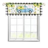 One Lover Zitrone Obst Scheibengardine Bistrogardine mit Stangendurchzug Kurzstore Gardine Landhausstil Fensterschal für Wohnzimmer Schlafzimmer Kinderzimmer Multicolor 137x45cm,2 Stück