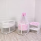 ComfortBaby® SmartGrow 7 in 1 Weiss Komplett 12-teilig Set pink, Kinder-bett Set, Laufgitter, Beistellbett, Bettwäsche Set, Matratze, Wickeltisch, Stühle und Kindertisch