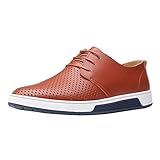 Yowablo Sommer Style Männer atmungsaktive Bequeme Business Lace-up Freizeit Hohle Feste Lederschuhe Schuhe Herren Sneaker New