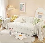 Homxi Überwurf Sofa 3 Sitzer,Couch Überzug mit Quadrat Überzug Sofa Chenille Handtuch Sofa Grau Grün Sofahusse Überzug 180x180CM