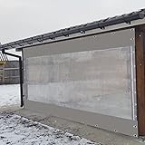 Vinyl-Vorhang für den Außenbereich, mit durchsichtiger Plane, 0,5 mm dick, wetterfest, Pavillons, Balkonvorhänge mit Ösen für Terrasse, Pavillon, Terrassen (Color : Grey, Size : 4x3m/13.1x9.8ft)