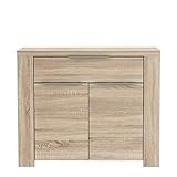 FORTE Calpe Kommode mit 2 Türen und 1 Schublade, Holzwerkstoff, Sonoma Eiche , 104.1 x 41.3 x 86.6 cm