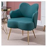 Sessel Samtsessel Akzentstuhl Mid Century Modern Stoff Clubsessel Amerikanischer Schalenstuhl Luxus Flanell Einzelsofastuhl Für Wohnzimmer Schlafzimmer Goldstahlbeine (Farbe: Grün)