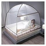 Moskitonetz, Moskitonetz für Bett, Moskitonetz, Betthimmel, Pop-Up, Faltbare Doppeltür mit Unterseite, Anti-Mückenstiche für Bett, Camping, Reisen, Zuhause, Outdoor (Farbe: Braun, Größe: 120