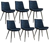 Esszimmerstühle aus PU-Leder, Set mit 6 stabilen Metallbeinen für Büro, Lounge, Esszimmer, Küche, Schlafzimmer (Color : Blue, Size : Golden Legs)