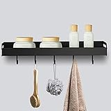 2-teiliges Badezimmerregal, Doppelschicht-Aluminium-multifunktions-speicherregal, Nicht Perforiertes Handtuchhalter Mit Haken(Size:50cm,Color:A)