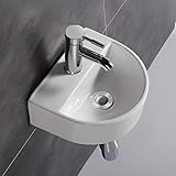 Ovaler Waschtisch, Wandmontage, Keramik-Waschbecken, für kleine Garderoben und Badezimmer