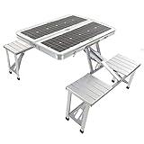 VGEBY Solarpanel Klapptisch 100W, Schalter und Steckdosen Solarplatten Dual USB Spannungsregler Ausgang Wiederaufladbarer Tragbarer Solarpanel Tisch mit Griff für Kraftwerk, Camping