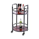 Barwagen/Zweifarbig Beschichteter Kuchenwerkzeughalter/Weintransportwagen/Restaurant-Lieferwagen / 42 X 42 X 81 cm (16,5'' X 16,5'' X 31,9'') (Schwarzgold + Massivholzsilber)