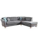 CAVADORE Ecksofa Gootlaand mit Ottomane rechts / Große Couch im Landhausstil / Mit Federkern / 257 x 84 x 212 / Grau