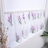 USbelff Scheibengardine Voile Bistrogardine, Lavendel Vorhänge Transparente Küche Vorhang Schlafzimmer Durchscheinende Vorhänge, 50 x 150 cm