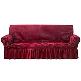 DOTBUY-SHOP Elastische Stretch Sofa Überzug, Couch überzug 4/3/2/1 Sitzer Weicher Stretchbezug Sofabezug Universal Sofa Cover Sofaschoner Möbelschutz (Rot,190-230cm)