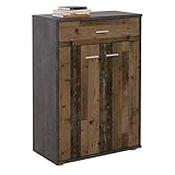 CARO-Möbel Kommode Tommy Sideboard Schrank in dunkler Betonoptik/Old Style mit Schublade und 2 Türen