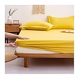 100% Baumwolle Spannbettlaken Superweiches Atmungsaktiv Dehnbar Spannbetttuch Maschinenwaschbar Tiefe Taschenlaken Weiche Qualität Bügelfrei Bettlaken (Color : Geel, Size : 120x200+25cm)