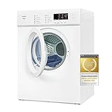 Exquisit TAE70-3 Ablufttrockner | Wäschetrockner mit 7kg Füllmenge | Trockner mit 8 Programmen | Startzeitvorwahl und Kindersicherung | Reversierautomatik | weiß