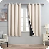 MRTREES Gardinen Blickdicht 2er Set Beige Vorhänge mit ösen Vorhang Blickdicht Verdunklungsvorhänge Blackout Curtain abdunklungsgardinen kinderzimmer 145x140 cm (HxB)