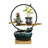 REN0124shuang Zimmerbrunnen Indoor Rockery Water Tabletop-Brunnen Feng Shui-Rad-Desktop-Brunnen - for Home Office-Schlafzimmer-Dekoration (14.9 * 5,7 * 16,9 Zoll) Tischbrunnen