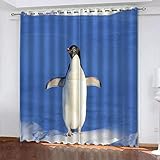 GOKSEL Verdunkelungsvorhang 2 Stück x 168 B x 229cm H Tier&Schwarzweiße Pinguine Blickdichte Gardinen -Lichtundurchlässige Vorhänge mit Ösen für Schlafzimmer Kinderzimmer Geräuschreduzierung