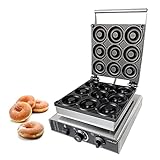 2000W Elektrisches Waffeleisen Professionelles Bubble Waffle Maker 10Cm Donut Maker 9PCS Circle Rings
