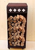 Brennholzkasten Brennholzkasten Brennholzschrank auf Rädern Massivholz Italien Handwerk Vintage Kaminregal mit Rädern