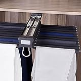 KANGNING Ausziehbare Schrankhose, Kleiderstange Für Schrankhosen Mit 22 Armen, Langlebiger, Platzsparender Hosenständer, Kleiderorganisator Für Den Schrank,Schwarz,58,5 X 45,8 cm/2