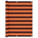 BULANED Balkon-Sichtschutz, Balkonsichtschutz, Windschutz Balkon, Windschutz Terrasse, Balkonverkleidung, Sichtschutz Garten, Orange und Braun 120x300 cm Oxford-Gewebe